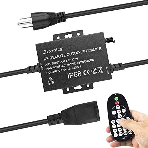 580W Max Outdoor Dimmer for String Lights,Wireless Remote Control Dimmer Switch,100Ft Range with 8 Brightness Mode, Timed off,Memory Function