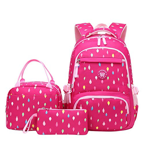 VIDOSCLA 3Pcs BagSets Leaf Prints Primary School Backpack Elementary BookBag Students Daypack Rucksack with Luch Box