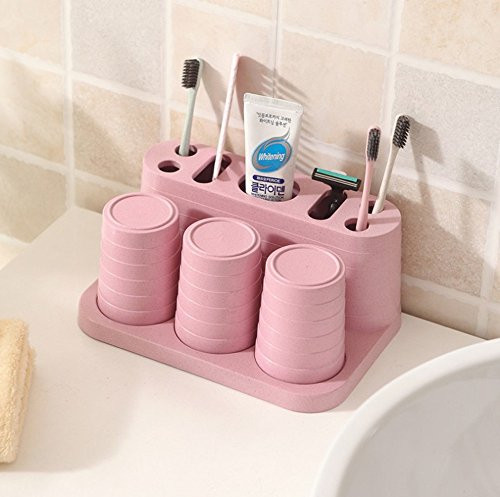 Bathroom Toothbrush Toothpaste Holder Stand Organizer Plastic Storage Rack Set 3 Colors