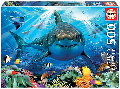 Educa Borras - Genuine Puzzles, Puzzle 500 Pieces, Large White Shark (18478)