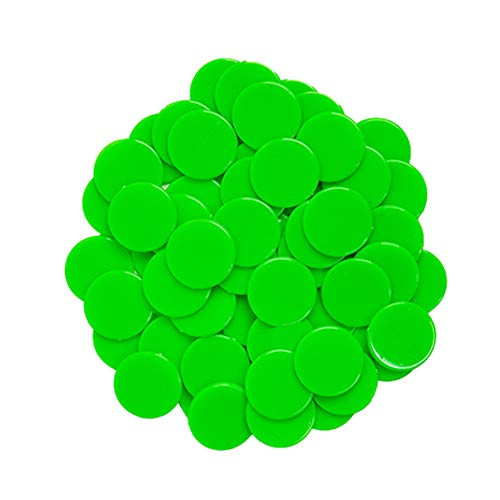 100 Pieces counters Counting Chips Plastic Round Markers 1Inch Opaque Plastic Learning Counters Mini Poker Chips Game Tokens for Bingo Chips (Green, 0.9 inch)