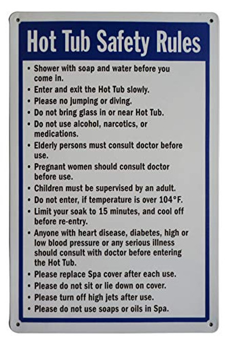 LASMINE Hot Tub Safety Rules Sign Pool Tin Signs Plastic Swimming Sign Pee Detector Funny Warning Dont in We Swim Your Toilet Caution Pools 8X12Inch