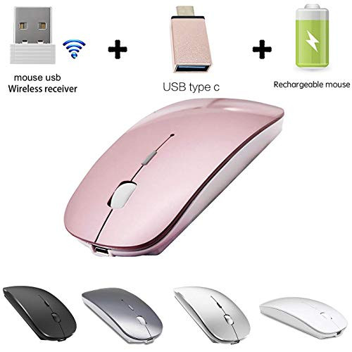 Wireless Mouse, Computer Mouse, 2.4G Slim Silent Click Noiseless Optical Mouse, Wireless Mouse for Laptop,MacBook pro,Notebook, Desktop, PC(Rose Gold)