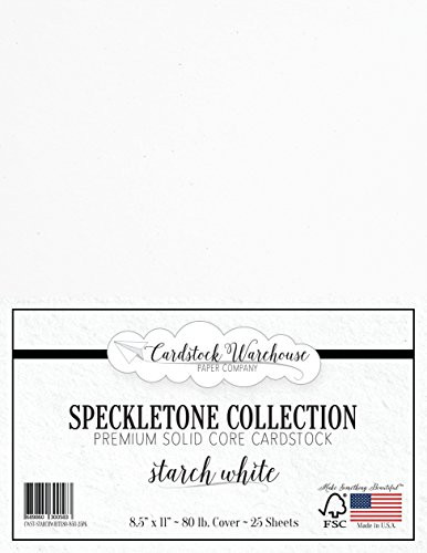 STARCH WHITE SPECKLETONE Recycled Cardstock 8.5" x 11" - PREMIUM 80 LB. COVER - 25 Sheets from Cardstock Warehouse