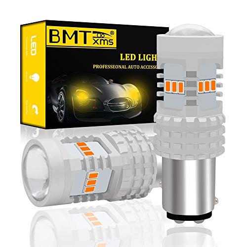 BMT LED Bulbs,1157 P21/5W BAY15D Car Turn Signal Lights 1157A 2057 2357 7528 2357A 14-SMD 3020 Chipsets LED Bulb Replacement for Auto Blinker Side Marker Lights Bulbs (Amber Yellow, Pack of 2)