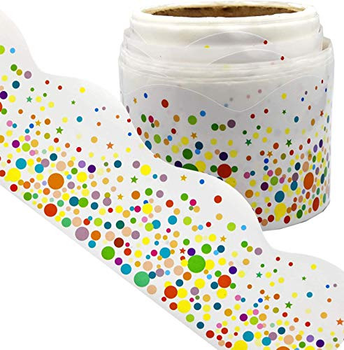 Bulletin Board Borders, Confetti Scalloped Border Trim for Classroom Chalkboard Whiteboard Decoration, 40ft
