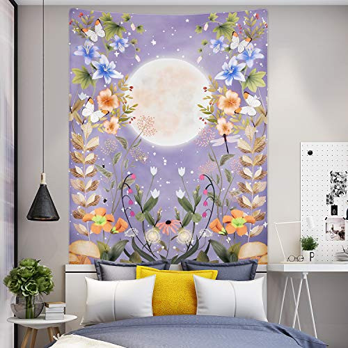Moonlit Garden Tapestry, Moon Tapestry Floral Vine Tapestry Purple Background Flowers Tapestry Wall Hanging for Room (51.2 x 59.1 inches) Moonlit Garden Tapestry, Moon Tapestry Floral Vine Tapestry Purple Background Flowers Tapestry Wall Hanging for Room (51.2 x 59.1 inches)
