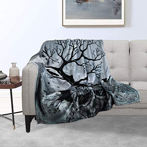 VERTKREA Skull Tree Throw Blanket, Flannel Throw Blankets, Cozy Soft Blanket for Couch, Bed, Chair, 40 x 50 Inches