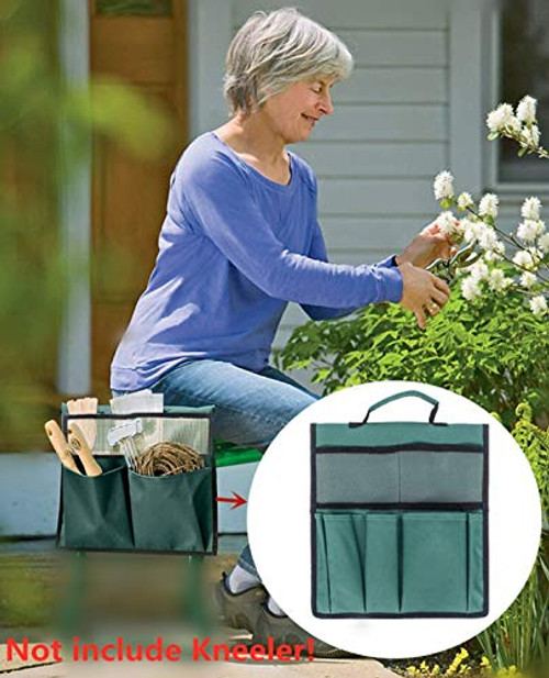 COCO Garden Kneeler Tool Bag - Seat Storage Tote Stool Pouch, 600D Waterproof Hanging Organizer, Portable for Outdoor Gardening, 12 x 13 (Green?NOT Include Kneeler)
