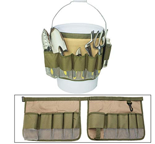 FCOUIID Gardening Tools Bucket Caddy - Hardware Storage Bag Pouch Organizer Hold 5 Gallon Bucket Yard Lawn Tool Carrier for Outdoor, Without Tools