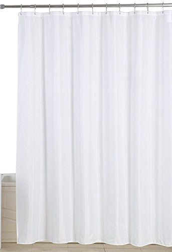 Utopia Home Water-Repellent Antibacterial and Mildew Resistant 72-Inch-by-72-Inch Fabric Shower Curtain - White