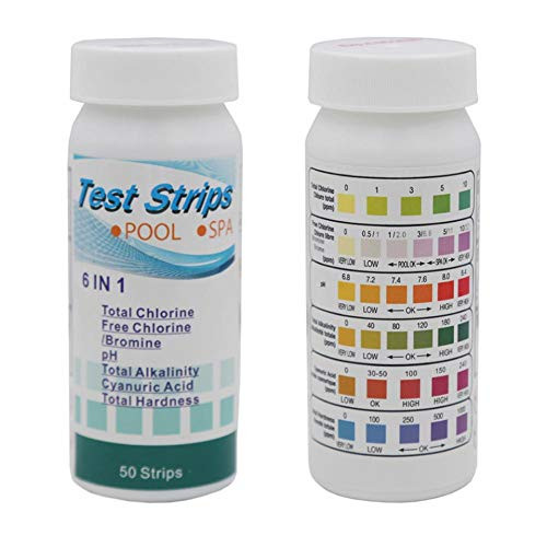 Pool and Spa Test Strips, 6-Way Swimming Pool Water Chemistry Test Strip 100 Count(2 Pack), Test for PH, Total Chlorine, Free Chlorine/Bromine, Total Alkalinity, Cyanuric Acid and Total Hardness Pool and Spa Test Strips, 6-Way Swimming Pool Water Chemistry Test Strip 100 Count(2 Pack), Test for PH, Total Chlorine, Free Chlorine/Bromine, Total Alkalinity, Cyanuric Acid and Total Hardness