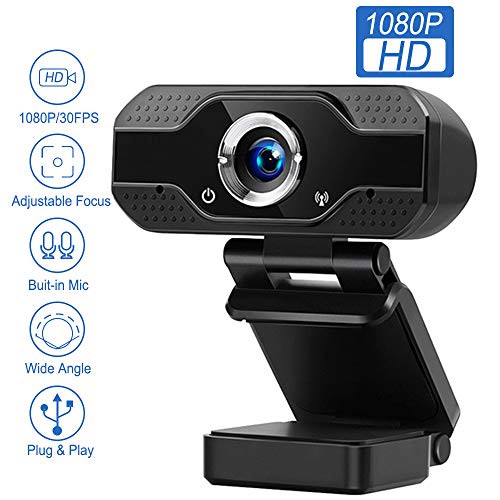 Webcam with Microphone, 1080P Webcam, USB Camera, Streaming Computer Webcam with 120-Degree Wide View Angle, Auto Light Correction, Plug and Play, for Video, Conference, Gaming, Online Classes