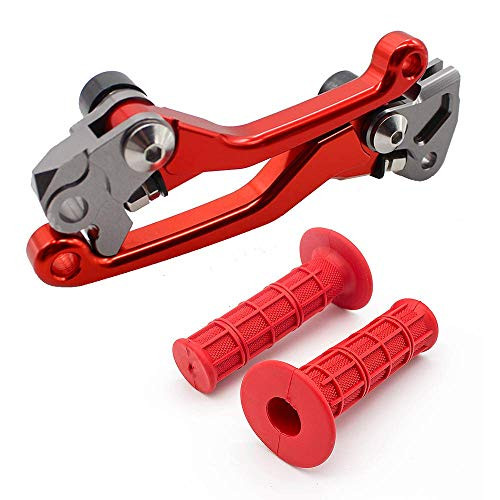 Krace CNC Motorcross Dirt Bike Pivot Brake Clutch Levers Set Fit For Honda CRF250R CRF450R 2004-2006 , CR125R/250R 2004-2007 , CRF250X CRF450X 2004-2017 w/ 7/8" 22mm Rubber Hand Grips