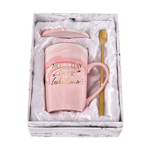 Not a Day Over Fabulous Coffee Mug Birthday Gifts for Women, Birthday Gift Ideas for Best Friends female, BBF, Her, Sister, Wife, Mom, Aunt Ceramic Marble Coffee Mug with Box Packing Pink 14OZ Not a Day Over Fabulous Coffee Mug Birthday Gifts for Women, Birthday Gift Ideas for Best Friends female, BBF, Her, Sister, Wife, Mom, Aunt Ceramic Marble Coffee Mug with Box Packing Pink 14OZ