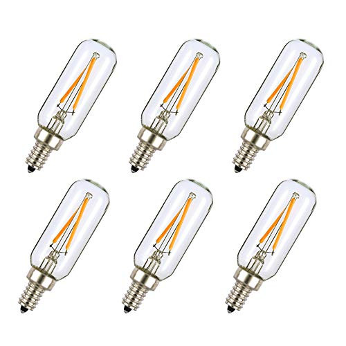 Blingcolor dimmable Retro LED Filament Bulb, 25W Equivalent (2W), 2700K Transparent 200lm 2W E12 T25 T6 led Bulb 6Pack