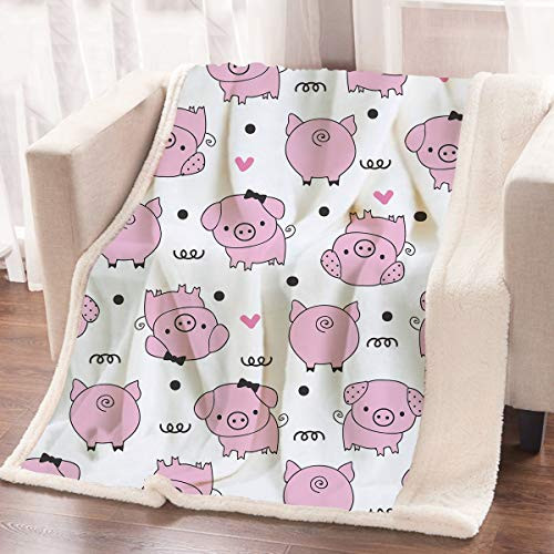 ARIGHTEX Cute Pig Blanket Girls Pink Pigs Fleece Blanket Animal Sherpa Plush Throw Blanket for Couch Bed Sofa(50 x 60 Inches)