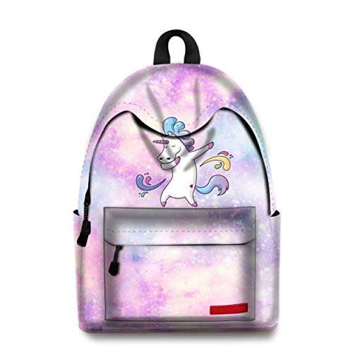 Dabbing Unicorn Pink School Backpack Computer Bookbags College Bags Satchel Travel Bag Daypack