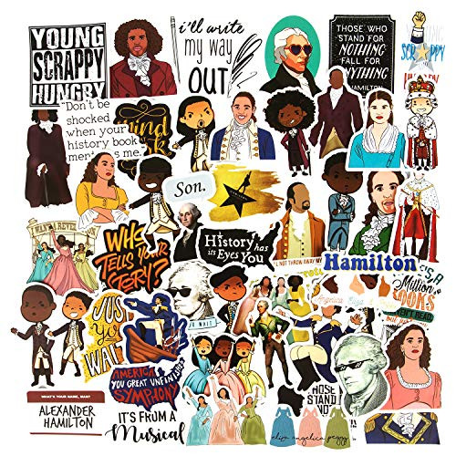 Roberly Hamilton Musical Stickers, 50PCS Waterproof Vinyl Stickers Stylish Laptop Stickers Artistic Water Bottle Stickers Luggage Bicycle Computer Skateboard Stickers for Teens Decal