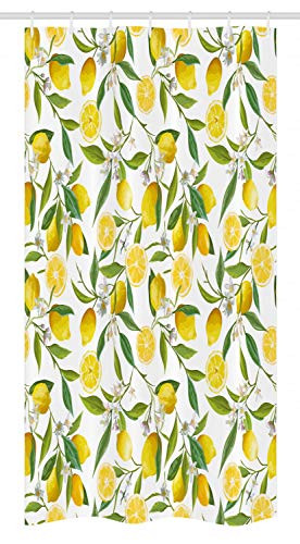 Ambesonne Nature Stall Shower Curtain, Exotic Lemon Tree Branches Yummy Delicious Kitchen Gardening Design, Fabric Bathroom Decor Set with Hooks, 36" X 72", Fern Green