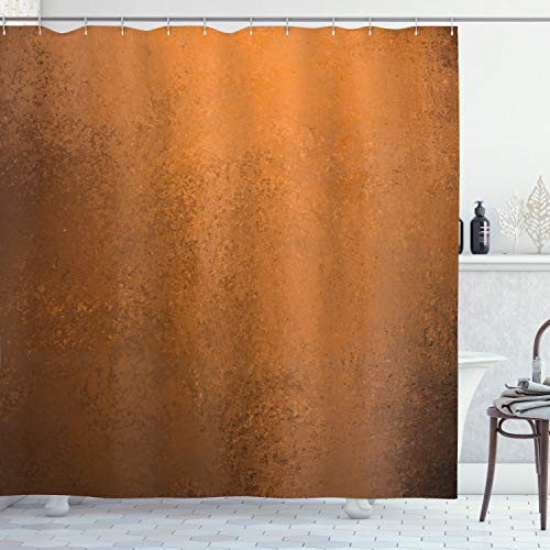 Ambesonne Abstract Shower Curtain, Grungy Looking Vintage Texture Weathered Abstract Surface Rough Wall Print, Cloth Fabric Bathroom Decor Set with Hooks, 70" Long, Ginger Brown