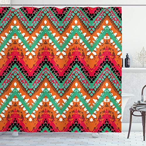 Ambesonne Tribal Shower Curtain, Hand Paint Zigzag Pattern with Effects Brushstrokes, Cloth Fabric Bathroom Decor Set with Hooks, 75" Long, Sea Green Ambesonne Tribal Shower Curtain, Hand Paint Zigzag Pattern with Effects Brushstrokes, Cloth Fabric Bathroom Decor Set with Hooks, 75" Long, Sea Green