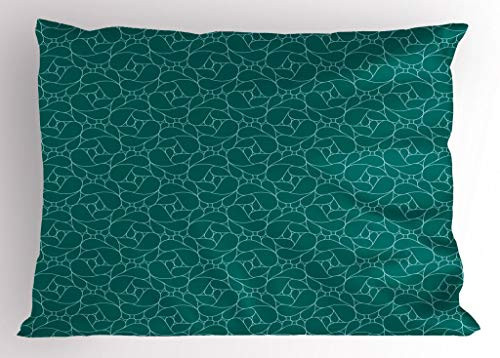 Ambesonne Teal Pillow Sham, Abstract Line Art Modern Expressionist Design Water Drop Pattern in Various Sizes, Decorative Standard King Size Printed Pillowcase, 36" X 20", Turquoise Teal