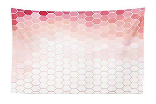 Lunarable Pale Pink Tapestry, Hexagon Forms Linked Abstract Beehive Gradient Toned Creative Image, Fabric Wall Hanging Decor for Bedroom Living Room Dorm, 45" X 30", Pink Peach