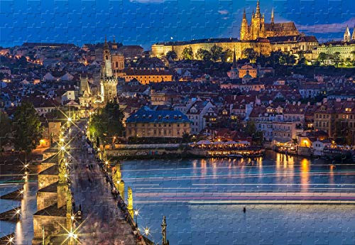 Charles Bridge Prague S Pedestrian Bridge 300 Piece Jigsaw Puzzle 20.6 X 15.1'' Wooden Puzzle Unique Present in a Box