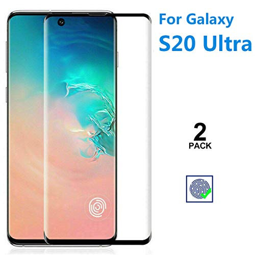 Galaxy S20 Ultra Screen Protector (2 Pack) HD Tempered Glass Protector [Support Fingerprint Unlock] [Case Friendly] [9H Hardness] [Easy Install &No Bubble] for Samsung Galaxy S20 Ultra