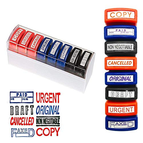 Home Office Business Rubber Stamp - Self Inking Pre-Inked Office Stamp Set, Message Account Stamp Office Stationary Stamper Business Paper Work Text File Stamps(8PCS)