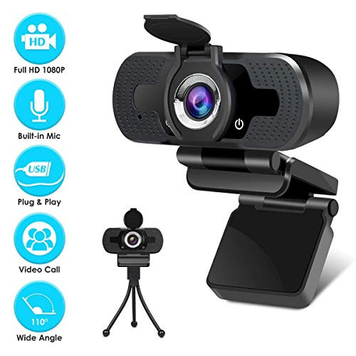 Webcam with Microphone - USB PC Computer Webcam HD 1080p Web Camera - Laptop Desktop Full HD Camera Video Webcam - Degree Widescreen - Pro Streaming Webcam for Recording, Calling, Conferencing, Gaming