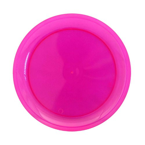 Party Essentials Hard Plastic 9-Inch Round Party/Luncheon Plates, Neon Pink, 12-Count