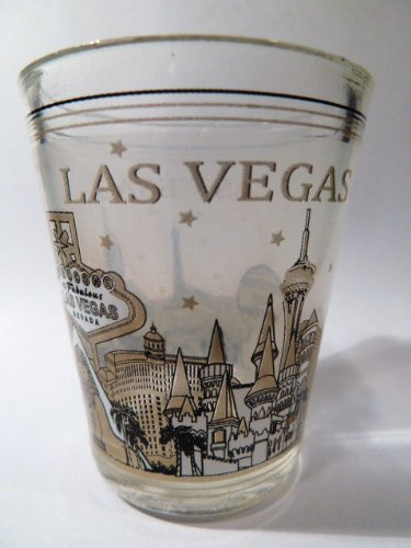 Las Vegas Nevada Black & Gold Skyline Shot Glass