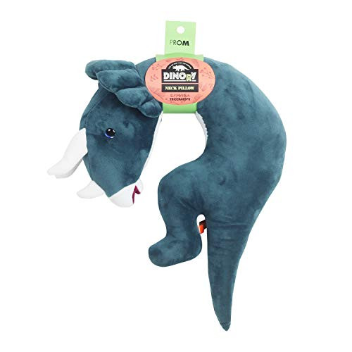 HELLOPROM DINORY Dinosaur Triceratops Neck Pillow, Neck Pillow for Child, Triceratops, Dinosaur Doll