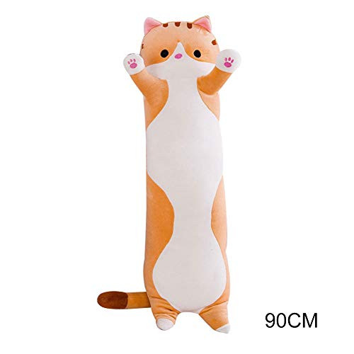 Aslion Cute Plush Cat Doll Soft Stuffed Kitten Pillow Doll Toy Gift for Kids Girlfriend (Brown,90Cm)