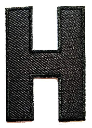 3 INCHES H Letter Black Patch Cartoon Alphabet Letters A-Z Iron Sew On Embroidered Applique for Bags Jeans T-Shirt hat Clothing Fabric Costume or Gift (Letter H)