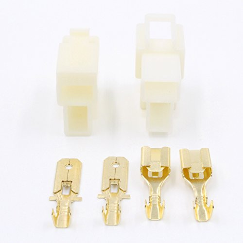 TinFmoon 5Sets 2Pin Way Electrical Wire Connector Plug, 6.3mm Male Female Socket Plug, Terminal for Motorcycle Car