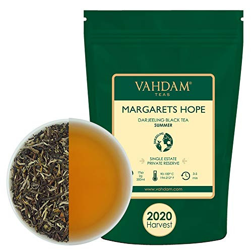 VAHDAM, Margaret's Hope Darjeeling Second Flush Black Tea 2020 | 3.53oz, Pure 100% Unblended Darjeeling Black Loose-Leaf Tea | Fresh Summer Harvest | Brews 50+ cups VAHDAM, Margaret's Hope Darjeeling Second Flush Black Tea 2020 | 3.53oz, Pure 100% Unblended Darjeeling Black Loose-Leaf Tea | Fresh Summer Harvest | Brews 50+ cups