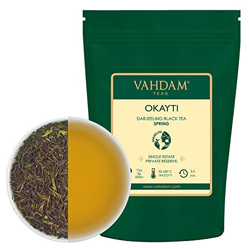 VAHDAM, Second Flush Okayti Premium Darjeeling Black Tea | 40 + cups, 3.53oz | Pure 100% Unblended Darjeeling Black Tea Loose Leaf | Single Estate Tea VAHDAM, Second Flush Okayti Premium Darjeeling Black Tea | 40 + cups, 3.53oz | Pure 100% Unblended Darjeeling Black Tea Loose Leaf | Single Estate Tea