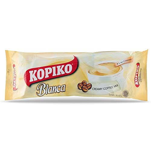 Kopiko Creamy Blanca Long Pack 3 in 1 Instant Coffee Mix 30 Bags, 30g