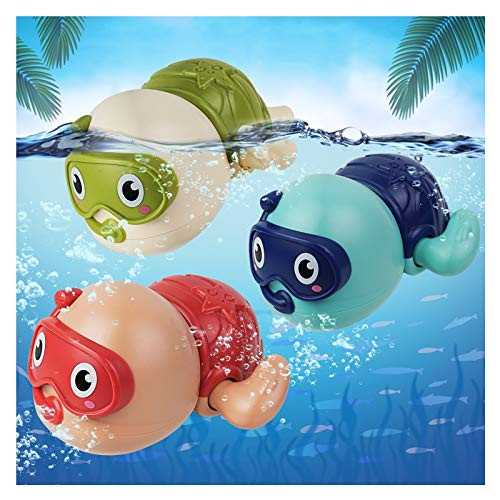 AOLUXLM Baby Toys for 1 Year Old, Bath Toys for 1 Year Old, Clockwork Turtle Float Toys for Kids Baby Bathing, 3 Packs Wind Up Water Toys Set for Boys Girls Bath Swimming Pool