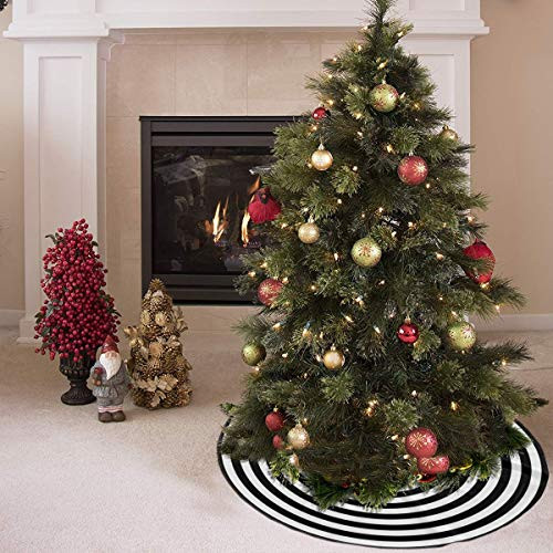 AHOOCUSTOM Black and White 48 in Christmas Tree Skirt Versatile Easy to Change, Large Funny Target Spring Summer Holiday Party Supplies Soft Beach Tree Mat Decoration Ornaments