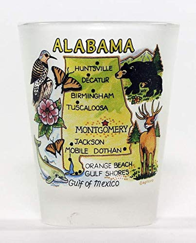 Alabama Map Frosted Shot Glass