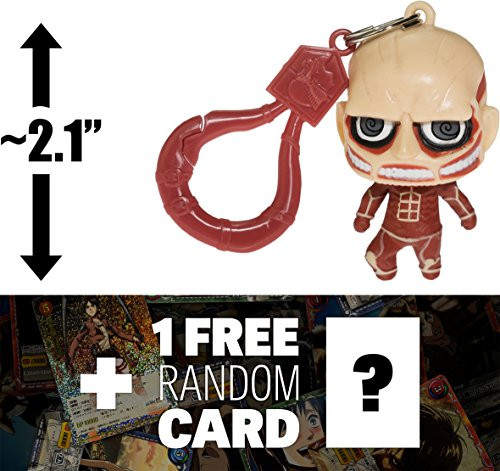 Attack on Titan Colossal Titan: ~2.1" Mini-Figural Backpack Hanger + 1 Free Official Japanese Trading Card Bundle (649644)