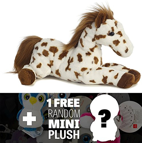 Flopsie Horse/Scout Plush: ~12" Aurora World Plush Series + 1 Free Aurora Mini-Plush Charm Bundle [315457]