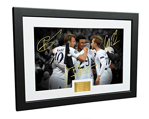 12x8 A4 Tottenham Hotspur vs Real Madrid 3-1 Signed Harry Kane Dele Alli Christian Eriksen Spurs Autographed Photo Photograph Picture Frame Soccer Gift