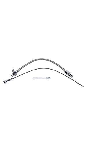 A-Team Performance Engine Transmission Dipstick Flexible Stainless Steel Braided Turbo TH-350/TH-400 Turbo 350 Turbo 400 Compatible with Chevy GM - Firewall Mount Chrome