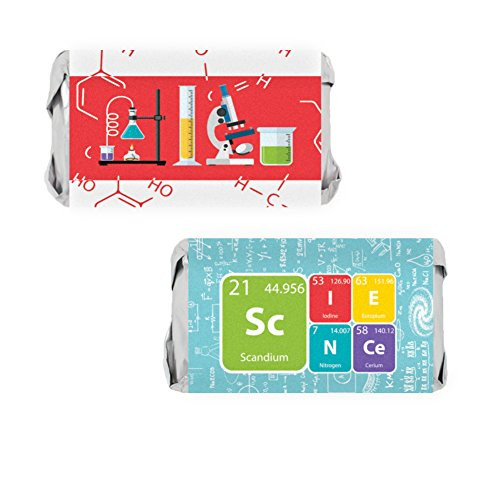 Science Party Favor Miniatures Candy Bar Wrapper Stickers, 54 Count