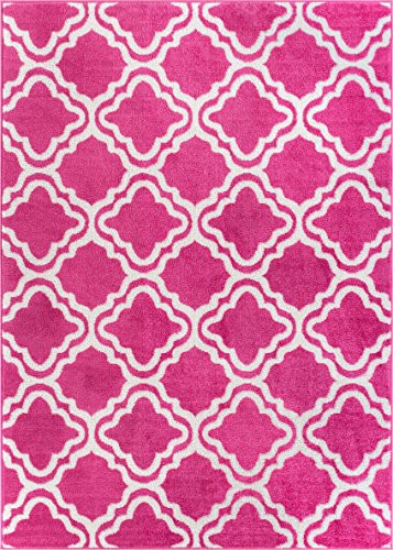 Well Woven StarBright Calipso Modern Geometric Trellis Pink 3'3" x 5' Kids Area Rug